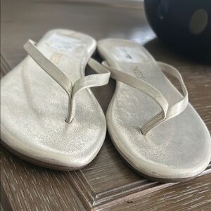 TKEES Gold Sandals Shimmery Flip-Flop Style